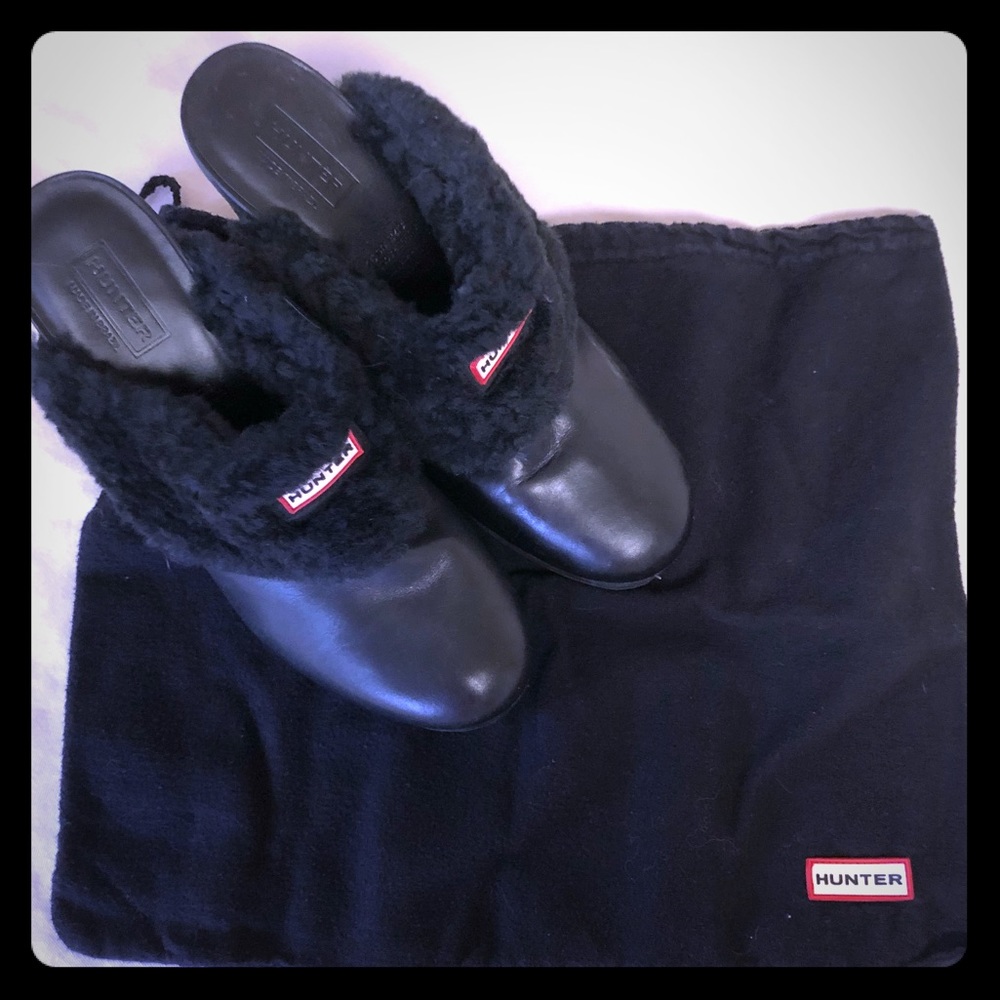 Hunter Fur lined leather mules